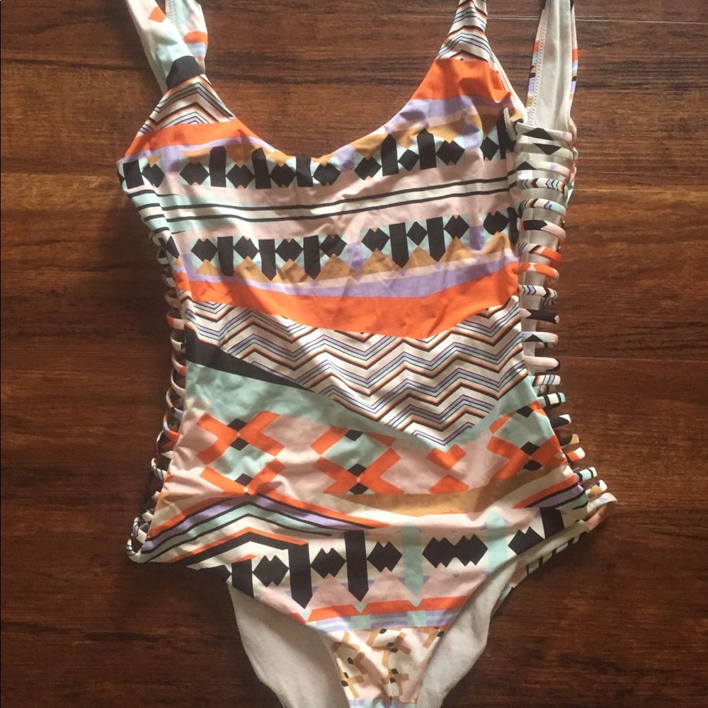 Aztec print one piece swimsuit